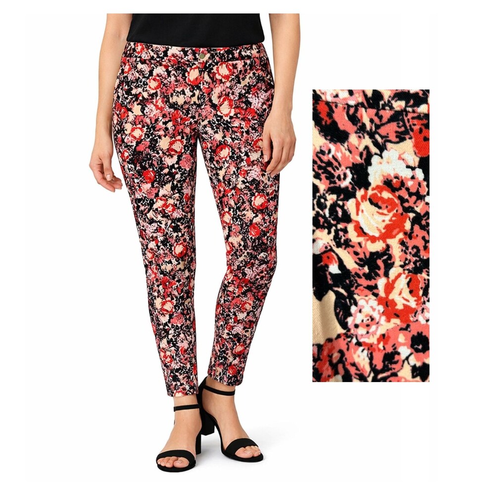 Lysse Pants Size XL High Rise Slim Leg Stretch Floral